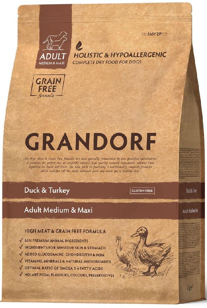 NEW GRANDORF DOG Duck & Turkey MED & Maxi (утка с индейкой для собак средних и крупных пород) 3кг