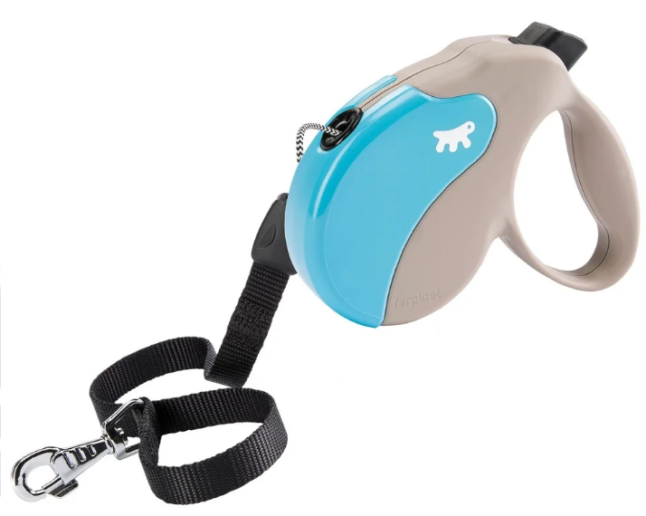 Рулетка AMIGO LARGE (шнур) со сменной крышкой корпуса, бежево-голубая