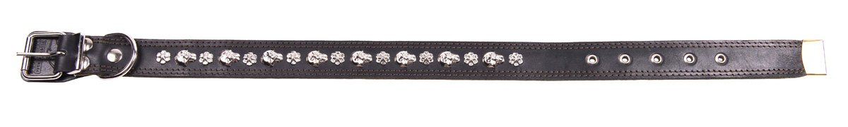 Ошейник 35 кожа+брезент украшенный