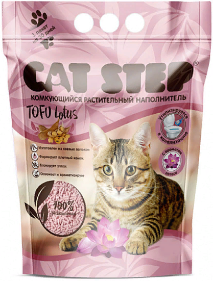 Наполнитель комкующийся растительный CAT STEP Tofu Lotus 6 л