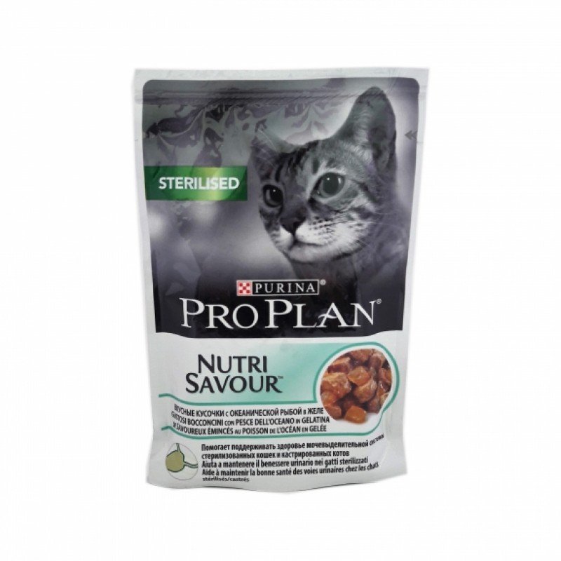 PRO PLAN для стерилизованных кошек с океанической рыбой в желе 85г