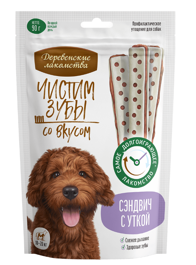 "ДЕРЕВЕНСКИЕ ЛАКОМСТВА" Д/СОБАК СЭНДВИЧ С УТКОЙ 90г 79214956