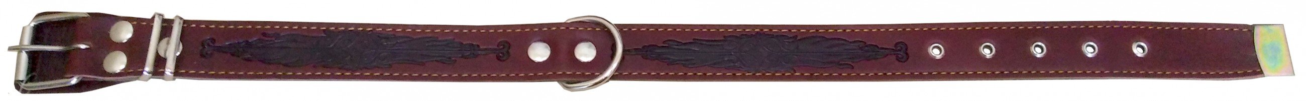 Ошейник 35 кожа + брезент тисненый