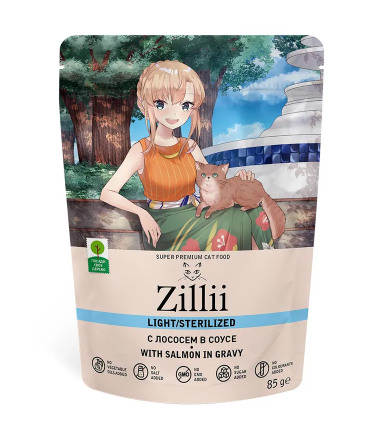 Зилли пауч д/стерил.кош лосось в соусе 85гр