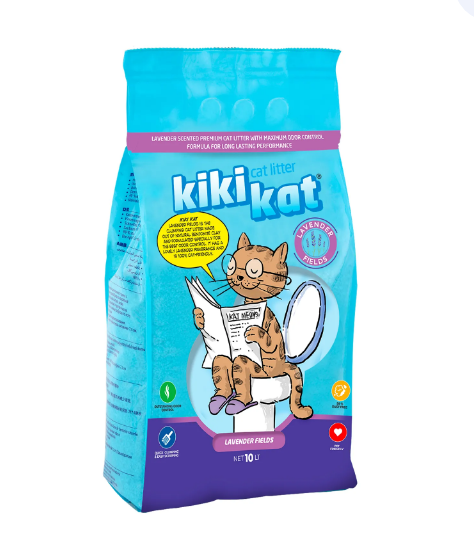 Бент. наполнитель д/кош.туал.KikiKat супер-белый комкующийся с ароматом Лаванда 10л