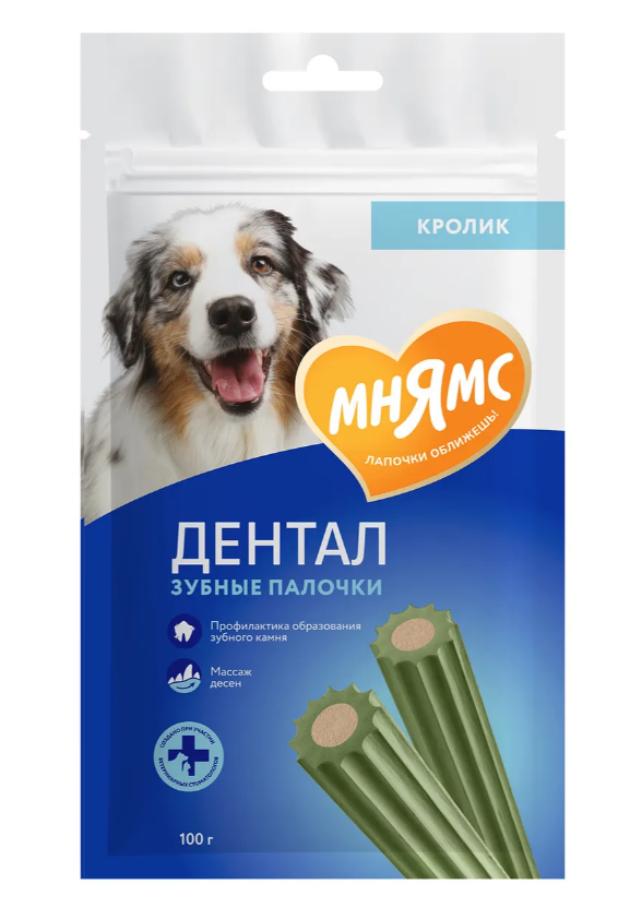 Мнямс DENTAL лакомство для собак "Зубные палочки" с хлорофиллом 100 г