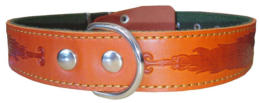 Ошейник 35 кожа + брезент тисненый
