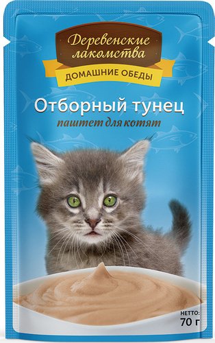 "ДЕРЕВЕНСКИЕ ЛАКОМСТВА" ПАУЧ Д/КОТЯТ 70г ОТБОРНЫЙ ТУНЕЦ ПАШТЕТ 74500660