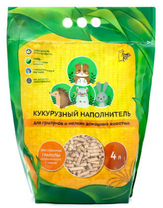 Кукурузный наполнитель ЭКОлайн д/т грызунов "Золотой Кот" 4 л гранулированный