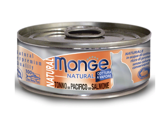 Monge Cat Natural консервы для кошек тихоокеанский тунец с лососем 80г