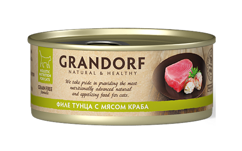 Консервы для кошек GRANDORF Филе тунца с мясом краба 70 гр.