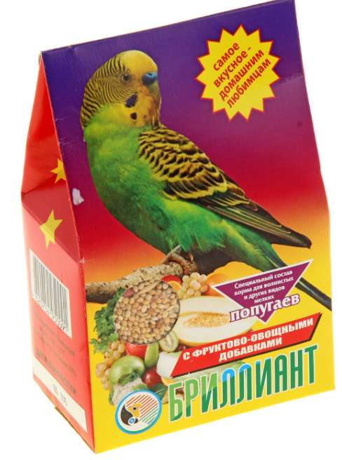 ЗЕРНОСМЕСЬ "БРИЛЛИАНТ" Д/ПОПУГАЕВ МЕЛКИХ 400г (ФРУКТЫ ОВОЩИ) 0091