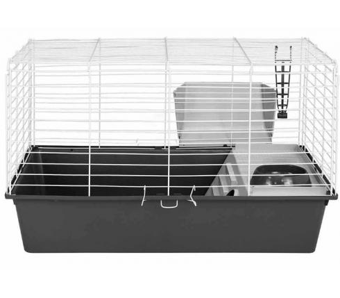 ECO Клетка РОДЖЕР №4 складная, шаг прута до 25мм, 78*48*h47см (+миска, 2 кормушки) сер-хром