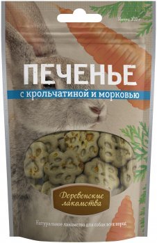 "ДЕРЕВЕНСКИЕ ЛАКОМСТВА" Д/СОБАК ПЕЧЕНЬЕ С КРОЛЬЧАТИНОЙ И МОРКОВЬЮ 100г 72504031
