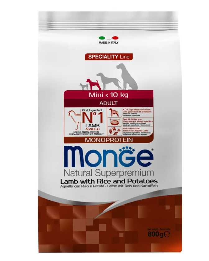 Monge Dog Speciality Mini корм для взрослых собак мелких пород ягненок с рисом и картофелем 800г