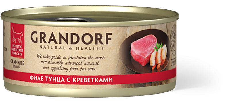 Консервы для кошек GRANDORF Филе тунца с креветками 70 гр.