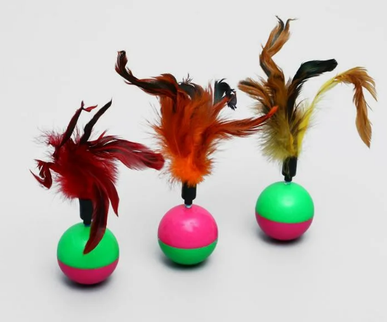 Игрушка-неваляшка для кошек с перьями, микс цветов 2024-1363