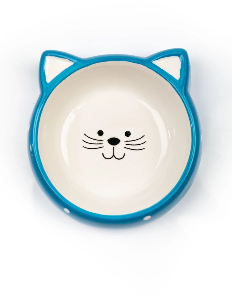 Миска Mr.Kranch керамическая для кошек Мордочка кошки 250 мл голубая