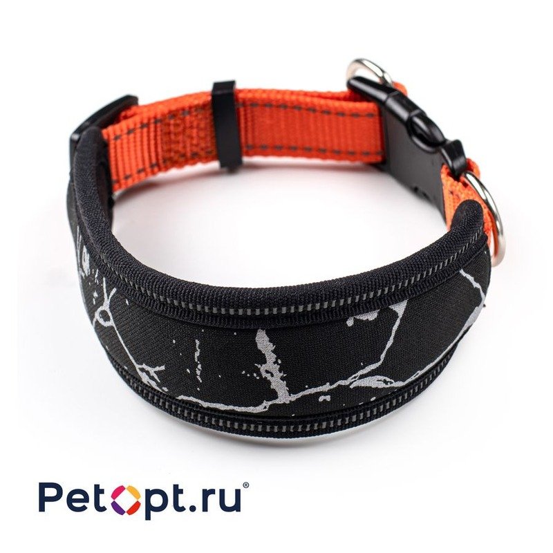 10010156 PetOpt Широкий неопреновый ошейник для собак. Оранжевый+черный. S:20mmX30-40cm. Конструкция