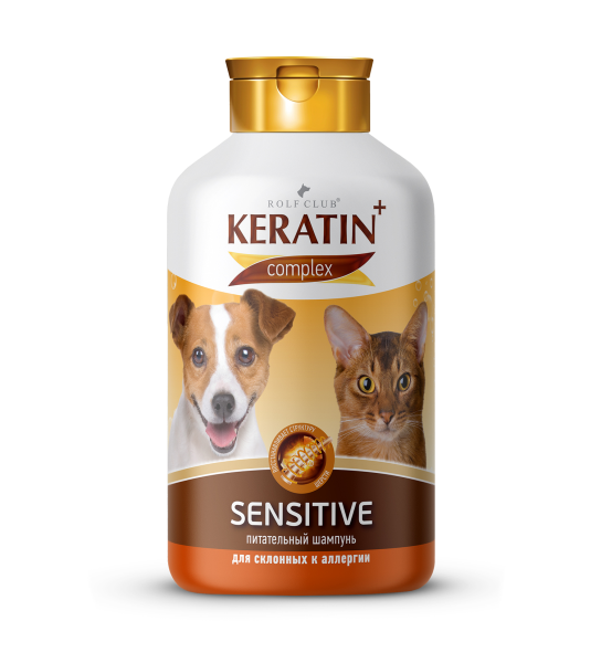 ШАМПУНЬ КЕРАТИН+Sensitive Д/АЛЛЕРГИЧНЫХ КОШЕК И СОБАК 400мл R-504