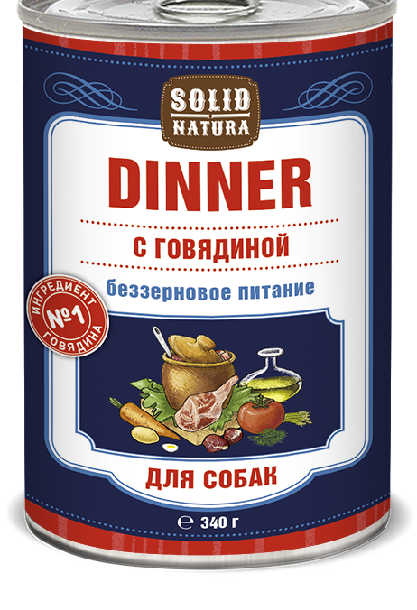 Solid Natura Dinner Говядина влажный корм для собак жестяная банка 0,1 кг