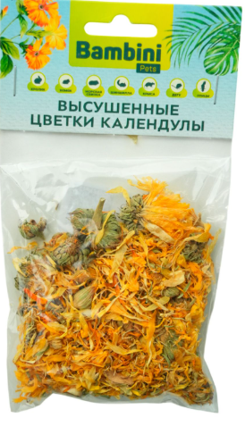 Лакомство Bambini Pets высушенные цветки календулы для грызунов и кроликов, 10 г.